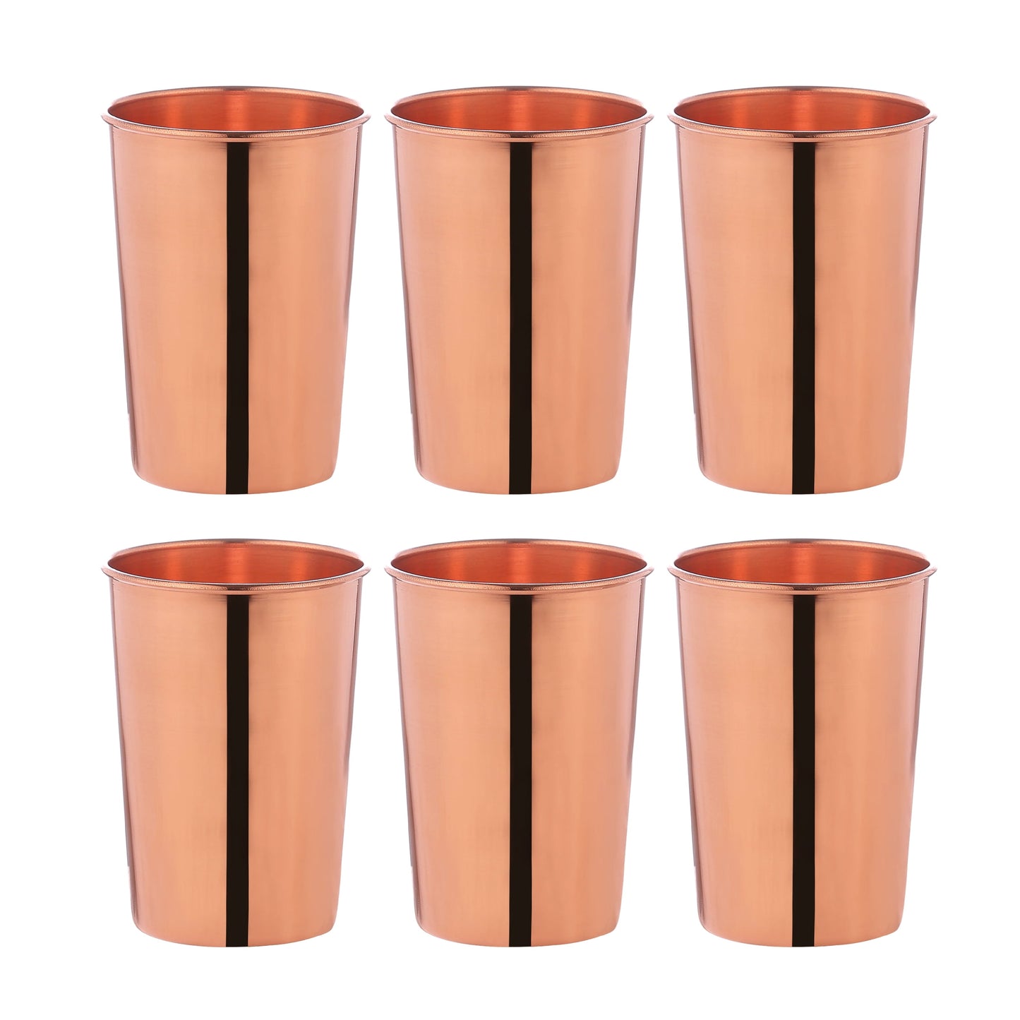 HealthGoodsIn - Set of 6 Pure Copper Tumbler For Ayurveda Health Benefits - 350 Ml (11.8 US Fl Oz) Capacity