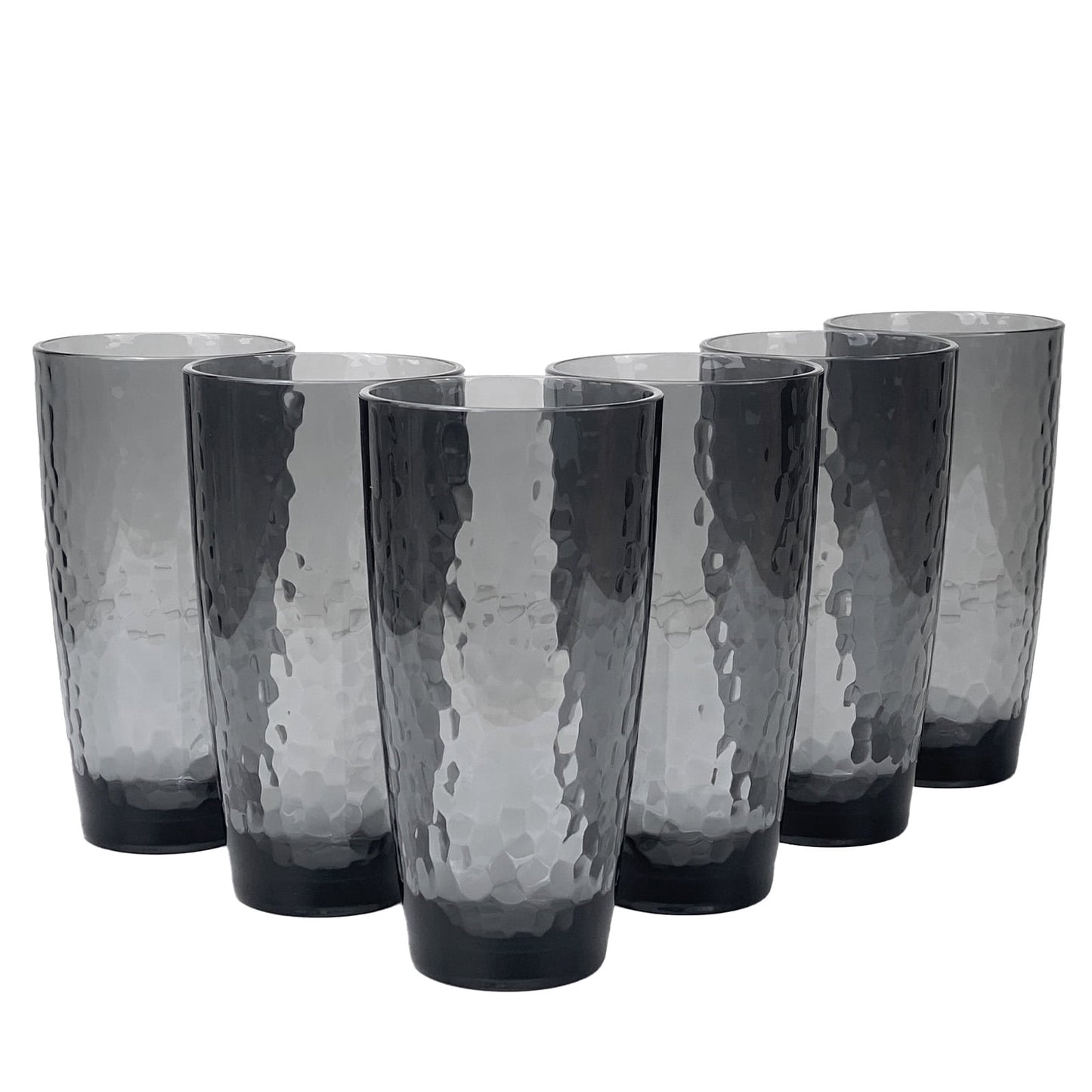Set of 6 Hammered Style Drinking Cups 26-Ounce Large Acrylic Glasses Plastic Tumbler,BPA Free (Grey)