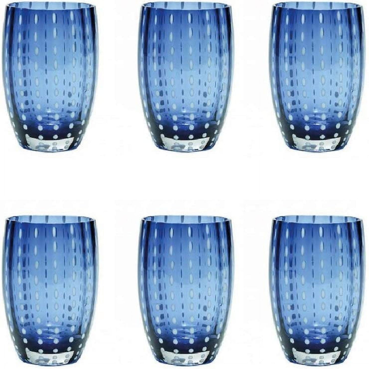 Zafferano Perle Glass Tumbler Set 6 Pieces Grey Blue