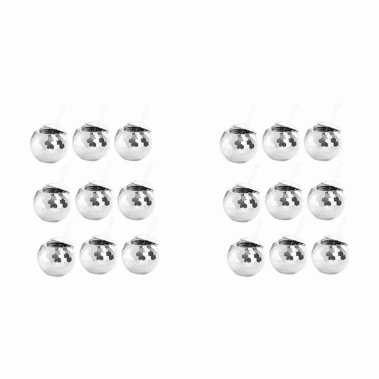 18 PCS Disco Ball Cups, 20 OZ Cups with Straws and Lid, Reusable Flash Tumbler Cocktail Cup for Partys Bar