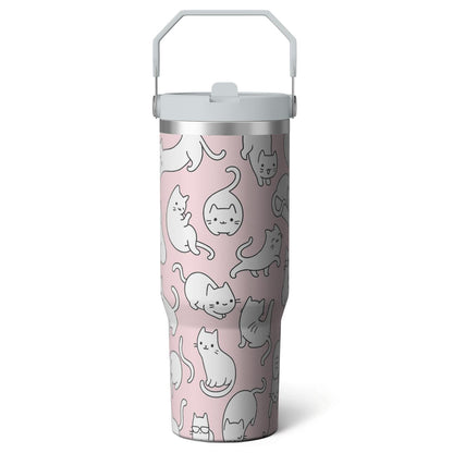 Pure Buddy - 1pc Halloween Bat 30oz Tumbler with Straw & Handle - Insulated Stainless Steel Cup | Holiday Gift for Man Women (Christmas, Valentine's, Birthday)