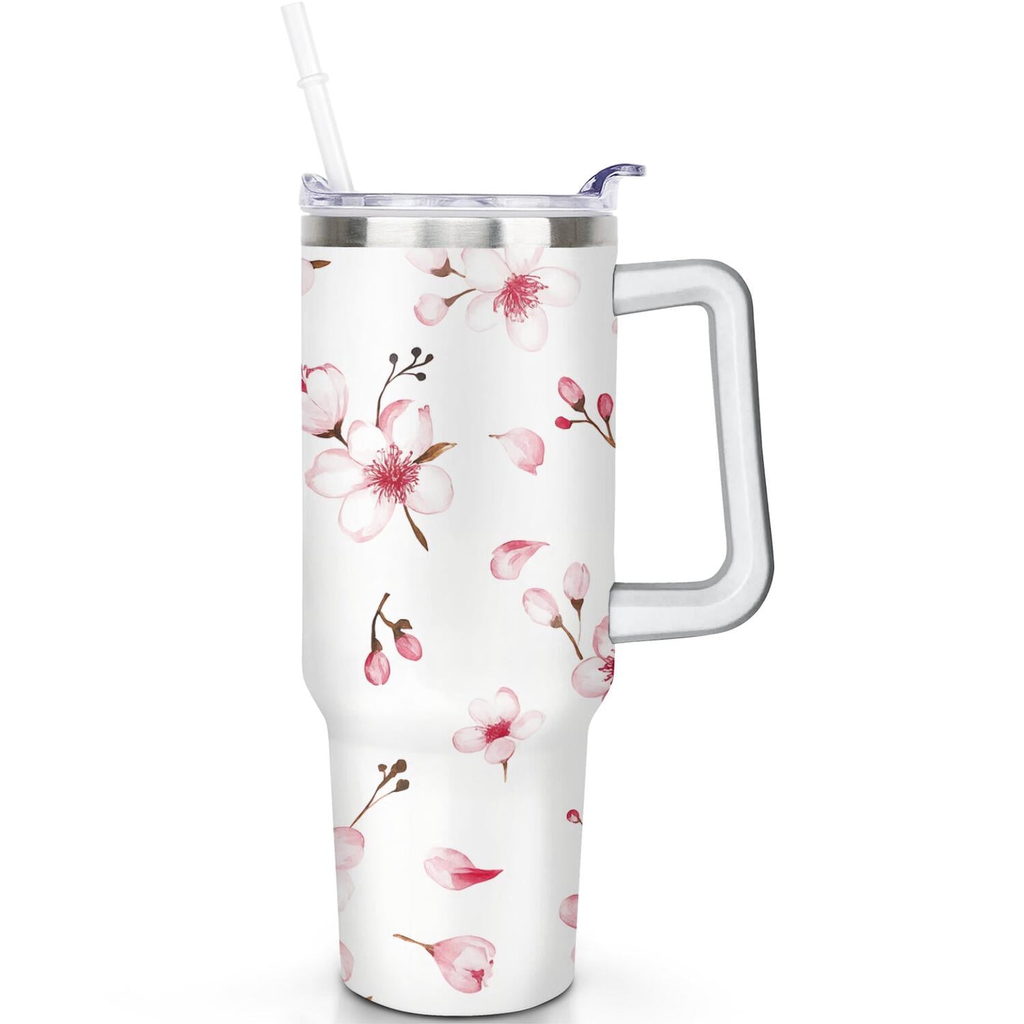 Pure Buddy - 1pc cherry 40oz Tumbler with Straw & Handle - Insulated Stainless Steel Cup | Holiday Gift for Man Women (Christmas, Valentine's, Birthday)