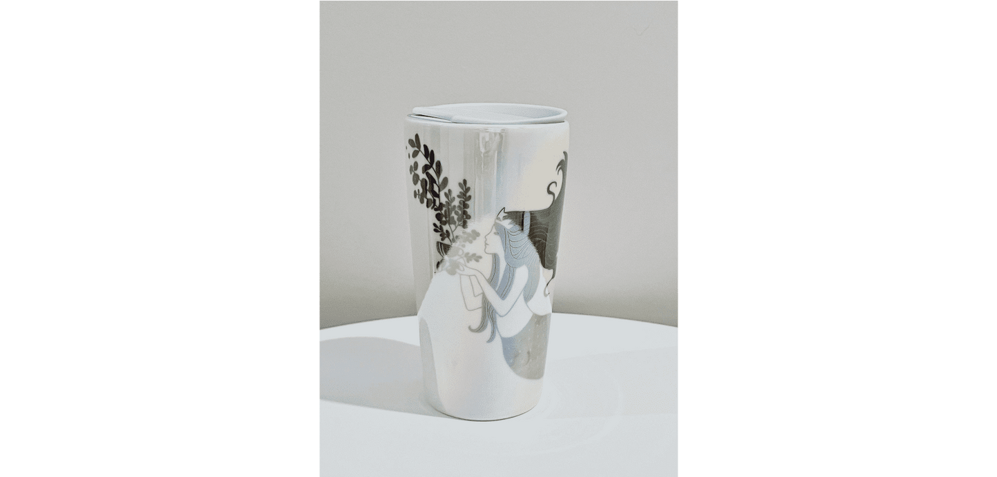 2021 Starbucks Iridescent Siren Ceramic Tumbler w/ Lid - Limited Edition