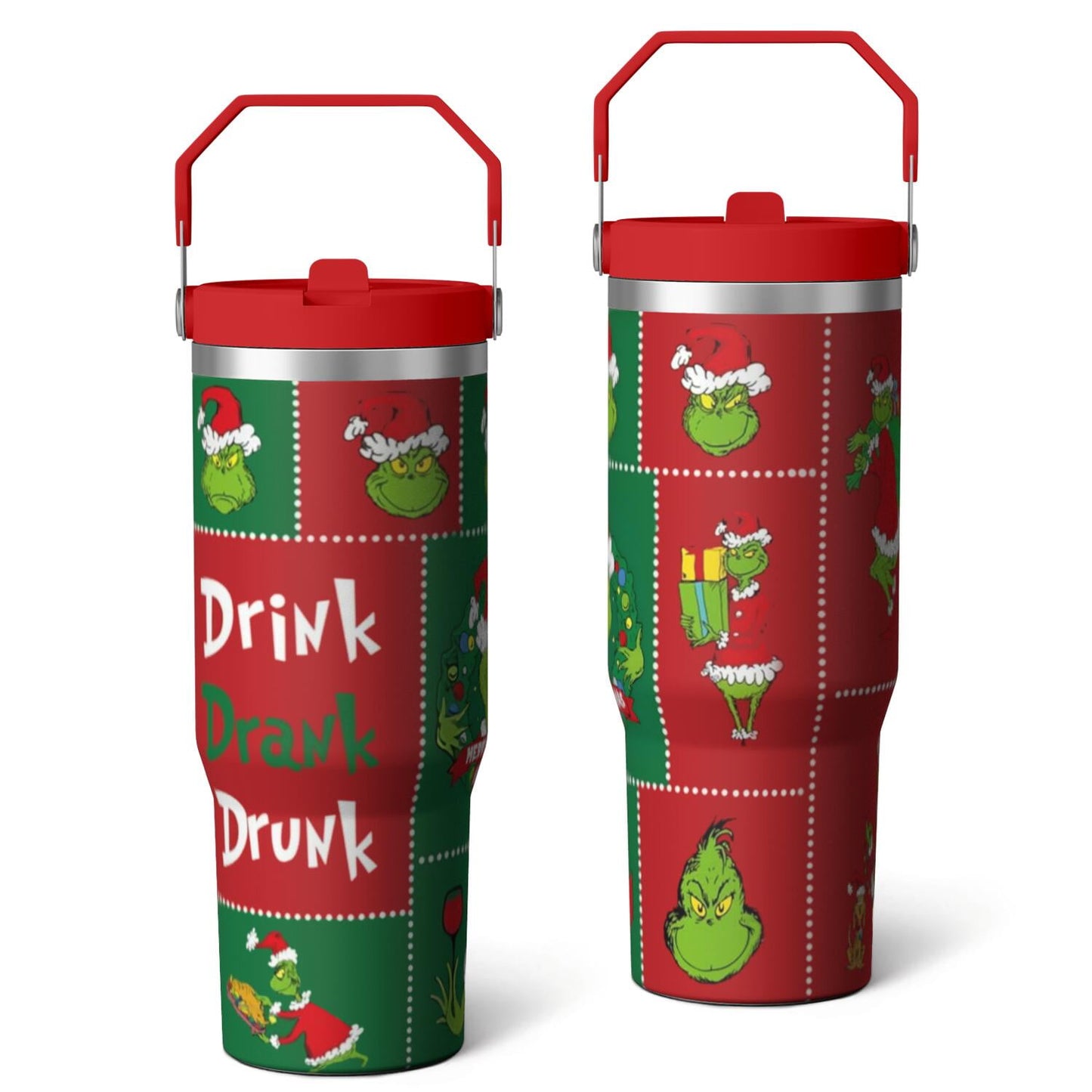 Pure Buddy - 30oz Stainless Steel Tumbler with Lid and Straw,Spill Proof Travel Cup Double Wall Vacuum Insulated Coffee Mug with Top Handle Light-green