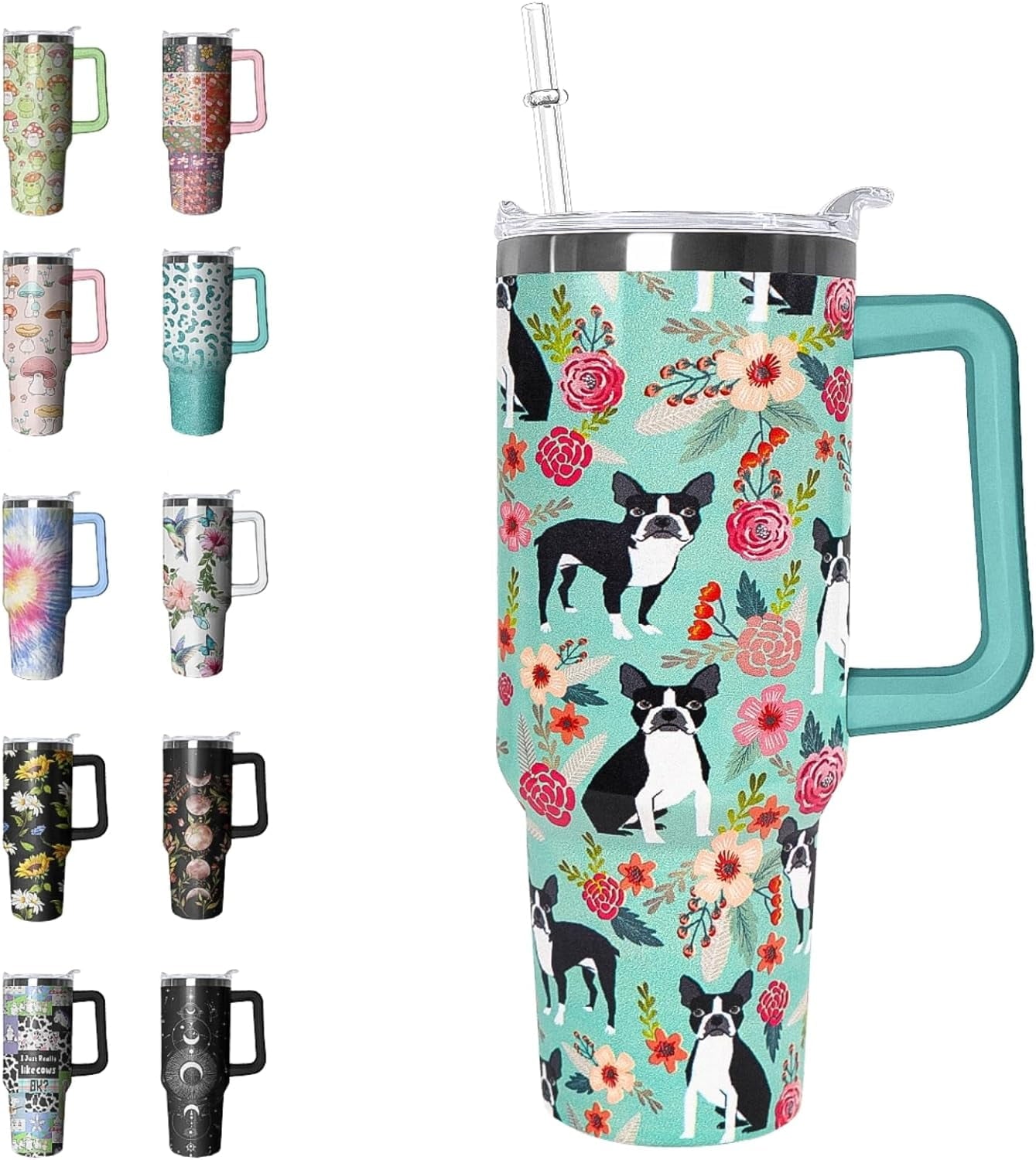 Pure Buddy - 40 oz Tumbler with Handle and Straw Leak Proof Tumbler 40 oz Insulated Cup with Handle Hummingbird Coffee Travel Mug 40 oz Hummingbird Tumbler with Handle Hummingbird Gifts for Women