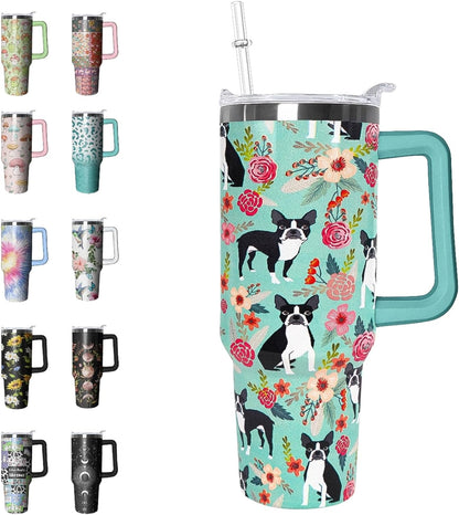Pure Buddy - 40 oz Tumbler with Handle and Straw Leak Proof Tumbler 40 oz Insulated Cup with Handle Hummingbird Coffee Travel Mug 40 oz Hummingbird Tumbler with Handle Hummingbird Gifts for Women