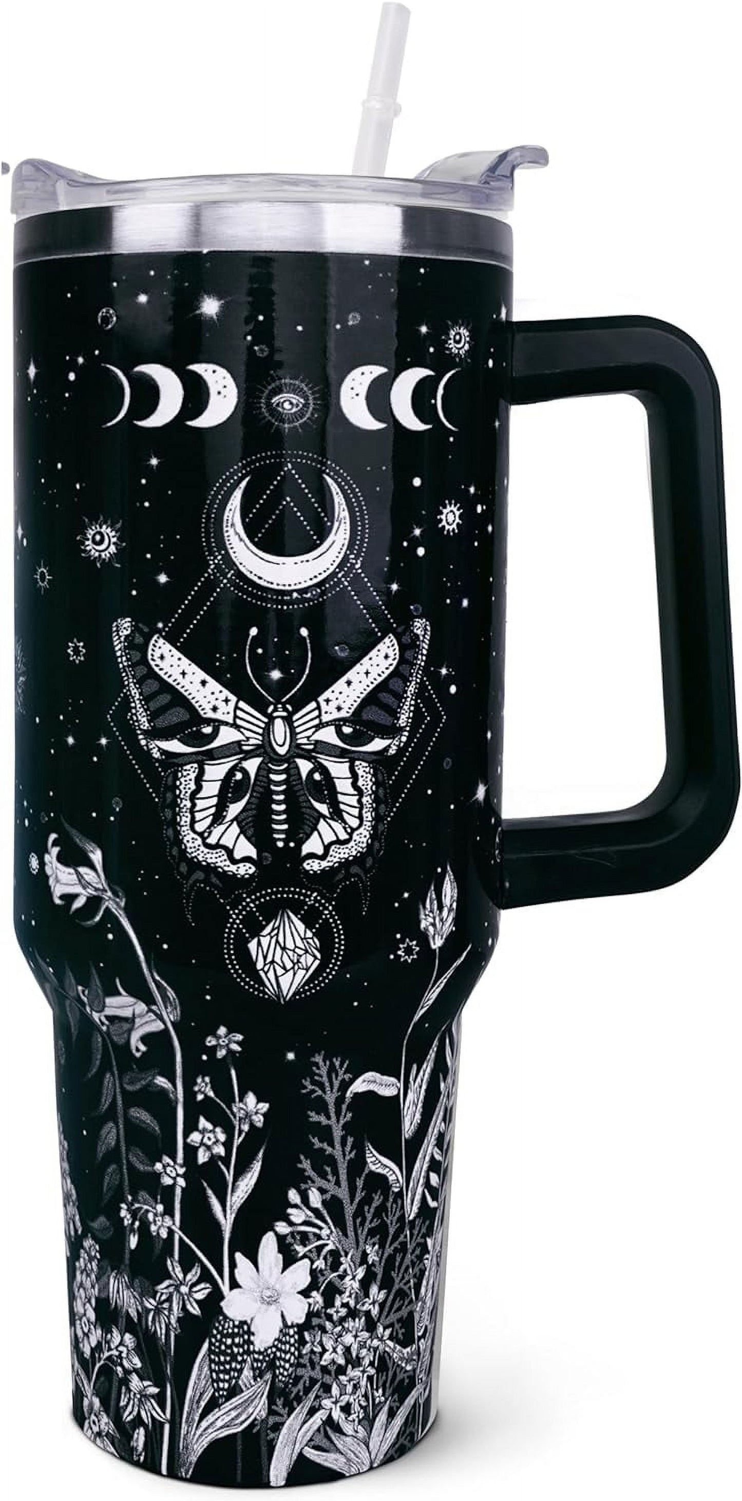 Pure Buddy - 40 oz Tumbler with Handle and Straw, Highland Cow Tumbler with Leak Proof Lid, Reusable Stainless Steel Insulated Travel Coffee Mug, Highland Cow Gifts for Cow Lovers