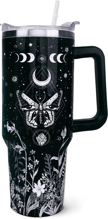 Pure Buddy - 40 oz Tumbler with Handle and Straw, Highland Cow Tumbler with Leak Proof Lid, Reusable Stainless Steel Insulated Travel Coffee Mug, Highland Cow Gifts for Cow Lovers