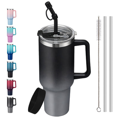 Pure Buddy - SUNSOC 40oz Insulated Tumbler with Handle and Straw – Stainless Steel Travel Mug, BPA-Free, Leakproof, Keeps Drinks Cold & Hot