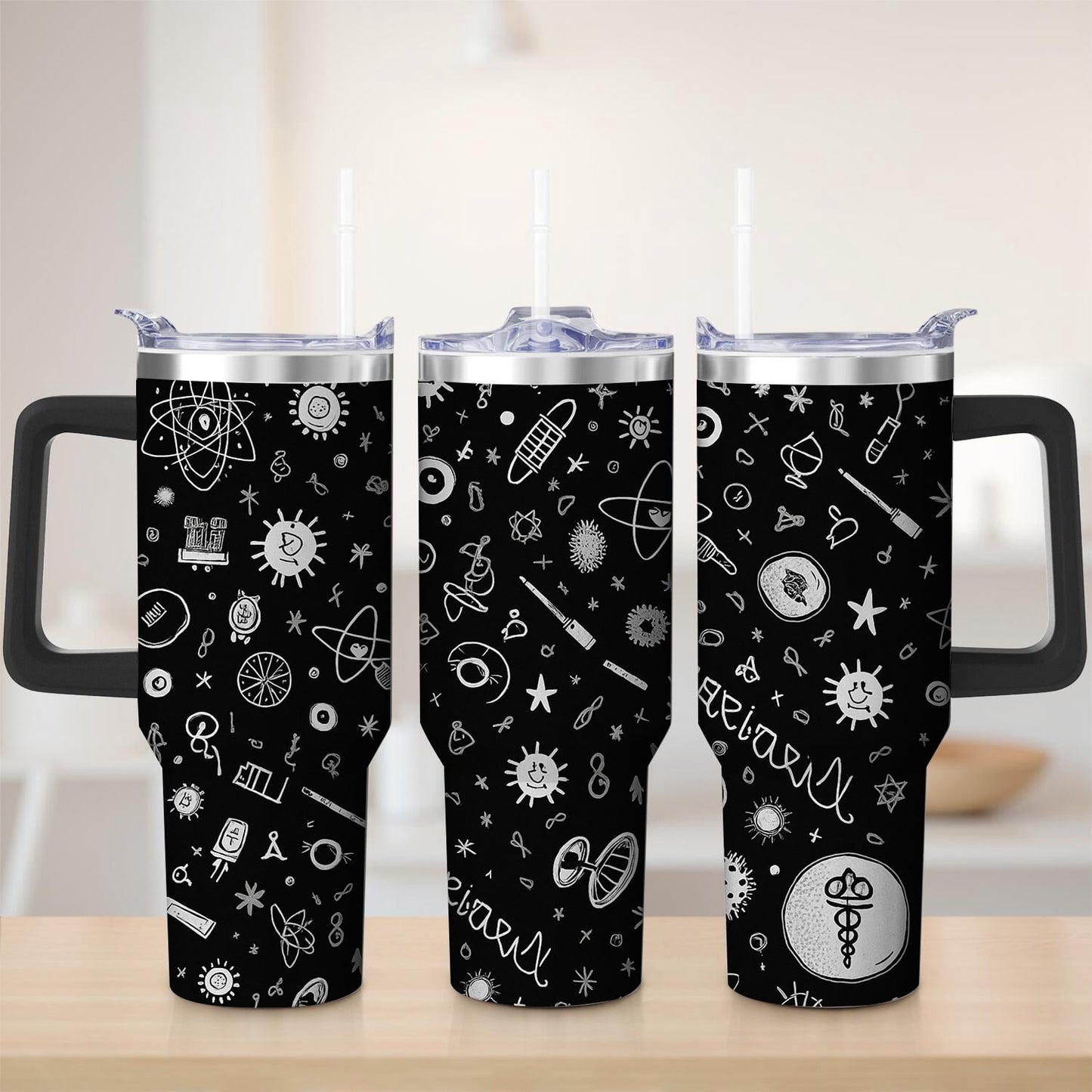 Pure Buddy - Black Space Science Stainless Steel Tumbler, 30oz