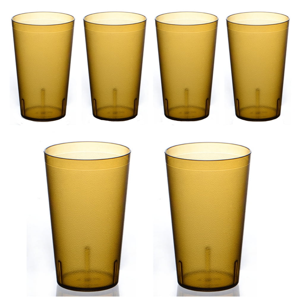 Pure Buddy - Clear Frosted Drinking Glasses,Reusable Drinking Cups, Large Capacity Beverages Cups,Amber Cold Drink Cups,Unbreakable Plastic Tumbler,for Birthday Party Picnic Buffet 16oz