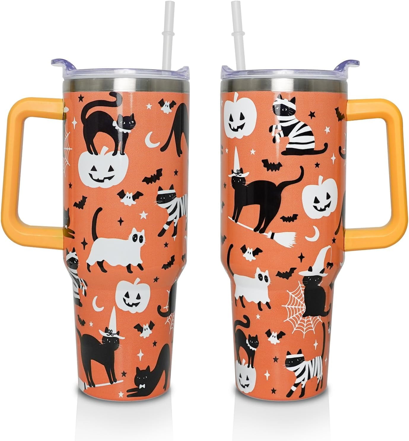 Pure Buddy - 40 Oz Tumbler with Handle and Straw, Cute Stainless Steel Double Walled Vacuum Insulated Cup, Holiday Gifts for Women Girls