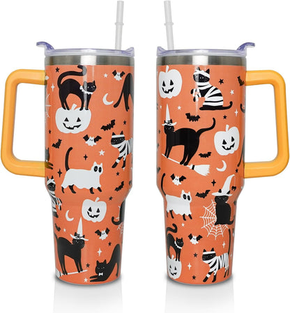 Pure Buddy - 40 Oz Tumbler with Handle and Straw, Cute Stainless Steel Double Walled Vacuum Insulated Cup, Holiday Gifts for Women Girls