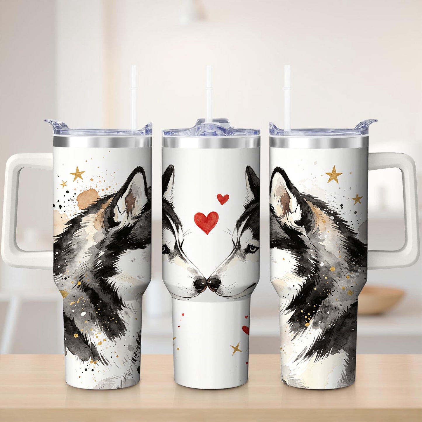 Pure Buddy - Husky Love Design Stainless Steel Tumbler, 40oz
