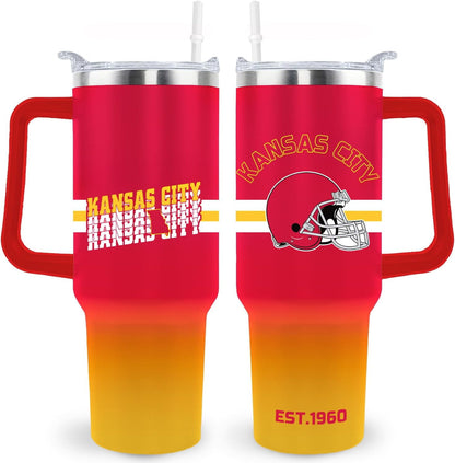 Kansas City Tumbler Cup - Kansas City Gifts for Men - 40 OZ Insulated Stainless Steel Coffee Travel Mug with Lid and Straw