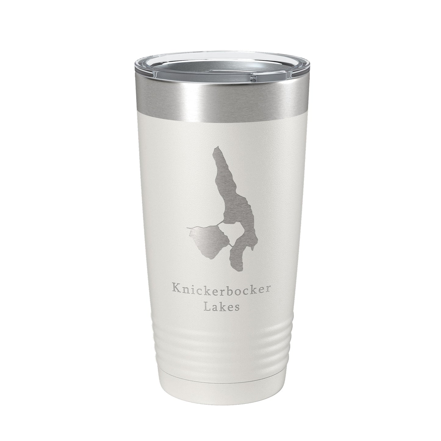 Knickerbocker Lakes Map Tumbler Travel Mug Insulated Laser Engraved Coffee Cup Maine 20 oz White