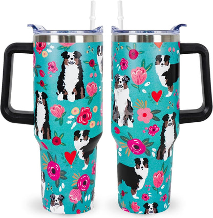Pure Buddy - Pitbull Gifts Dog Tumbler Cup for Women Men 40oz Stainless Steel Insulated Travel Mug with Lid and Straw