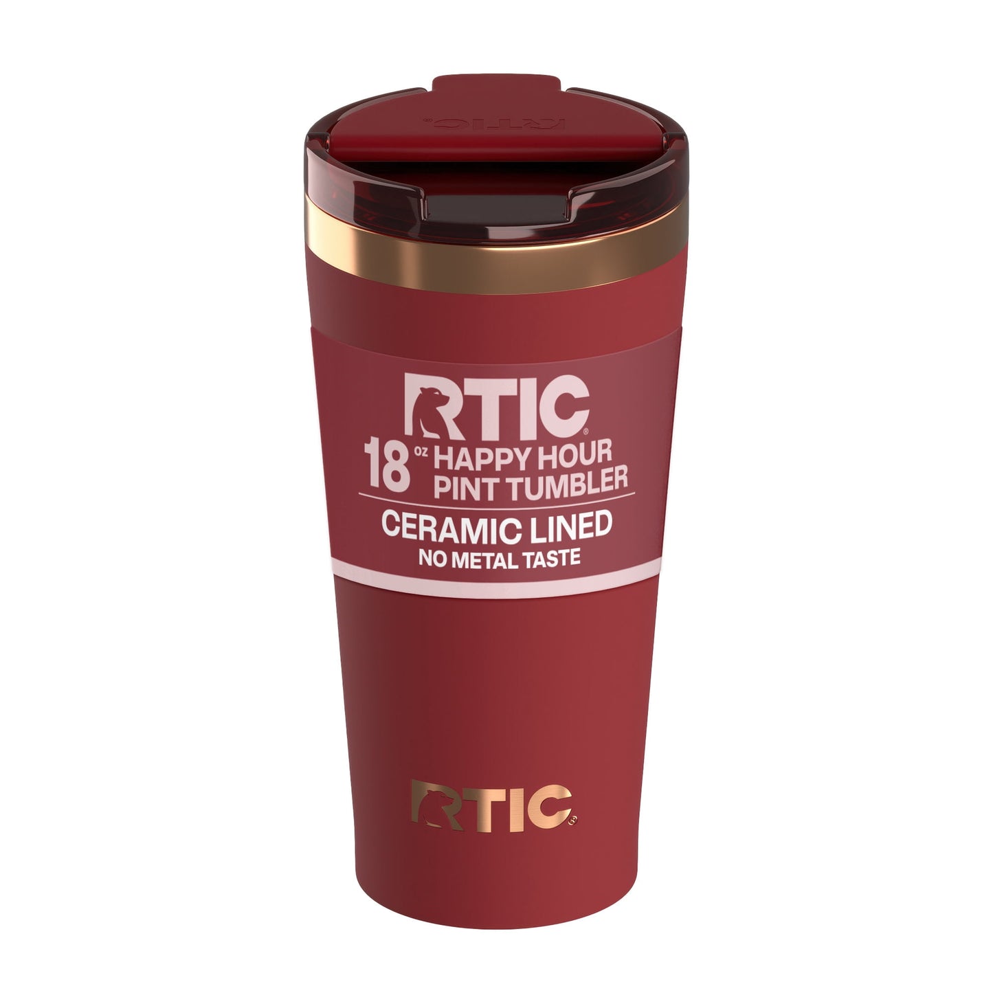 Pure Buddy - RTIC 18 oz Ceramic Lined Insulated Happy Hour Pint Tumbler, Leak Resistant Lid, Soft-Touch Exterior, Dark Midnight Dust