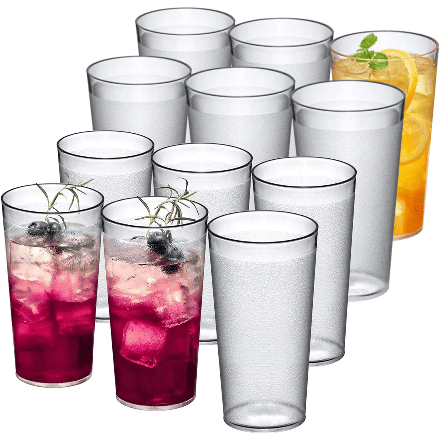 Pure Buddy - Ruseen 12 Piece Unbreakable Plastic Tumblers Drinkware Bpa Free Reusable Plastic Drinking Glasses For Home Outdoors  Stackable Lead Free Dishwasher Safe 16Oz