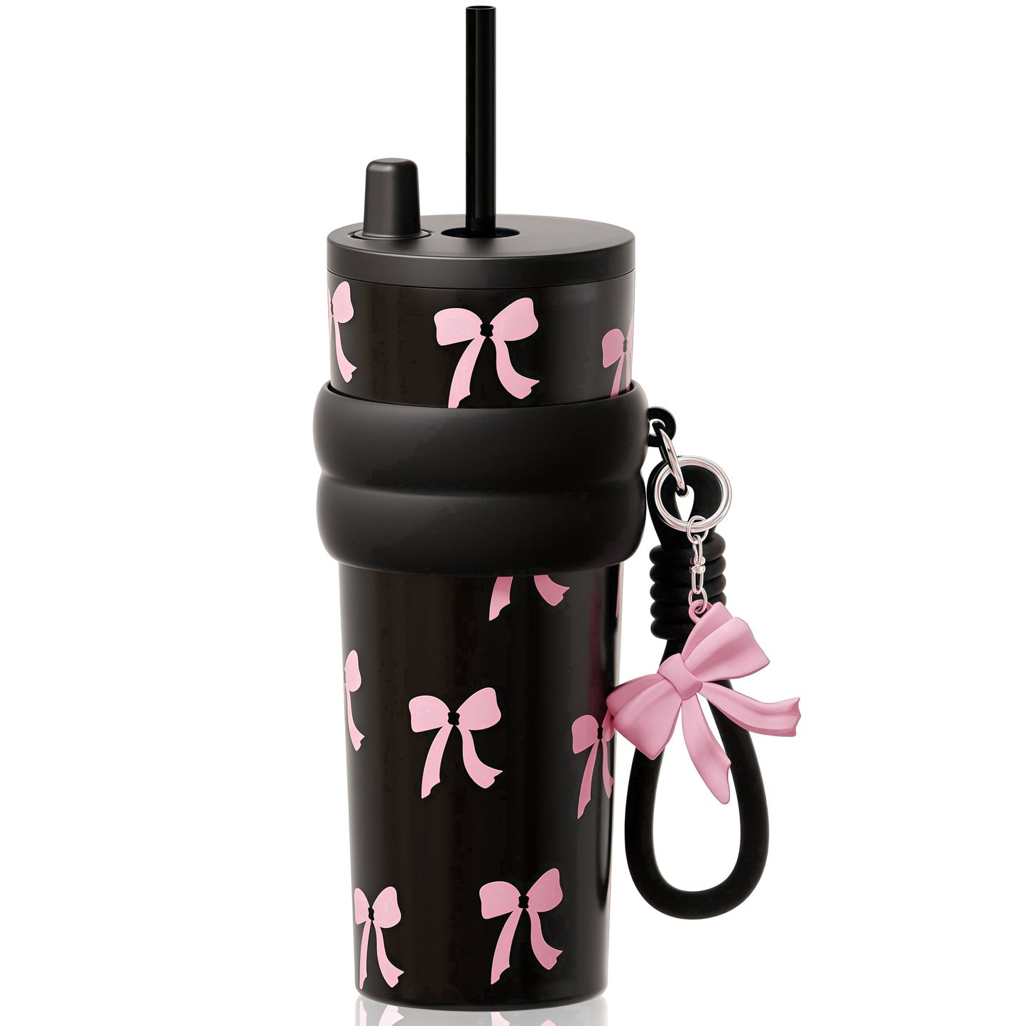 Pure Buddy - Sidagar 24 oz Stainless Steel Vacuum Insulated Coffee Travel Tumbler with Straw Lid, Red Cherry