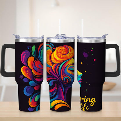 Pure Buddy - Vibrant Abstract Swirl Stainless Steel Tumbler, 30oz