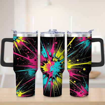Pure Buddy - Vibrant Color Burst Stainless Steel Tumbler, 30oz